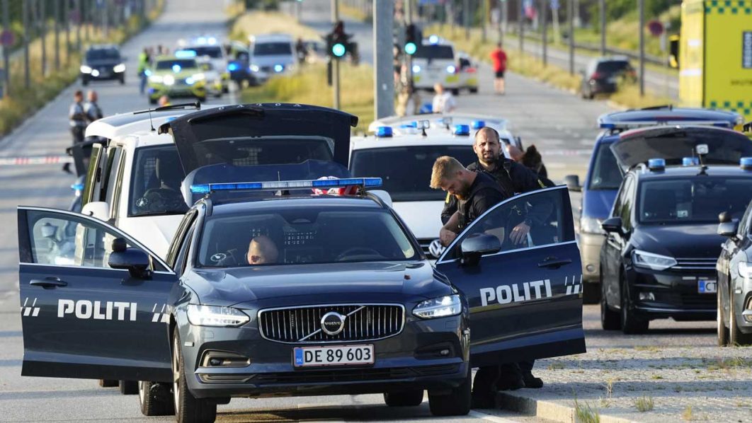 Police work at the scene of the Fields shopping center in Copenhagen, Denmark, on July 3, 2022 following a shooting. Gunfire in a Copenhagen mall left several victims on Sunday, Danish police said.Police reinforcements have been deployed around the large Field’s mall between the city centre and the airport, Copenhagen police wrote on Twitter. “We’re on the scene, shots were fired and several people have been hit,” they said. (Photo by Claus Bech / Ritzau Scanpix / AFP) / DENMARK OUT