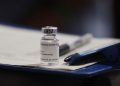 View of a dose of an AstraZeneca vaccine against COVID-19 at a vaccination point in Bogota, on December 21, 2021. – Colombian health authorities detected the first three cases of the Omicron variant of COVID-19 in passengers who arrived from the US and Spain. (Photo by DANIEL MUNOZ / AFP)