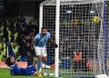 Manchester City’s Algerian midfielder Riyad Mahrez celebrates scoring the opening goal during the English Premier League football match between Chelsea and Manchester City at Stamford Bridge in London on January 5, 2023. (Photo by Glyn KIRK / IKIMAGES / AFP)