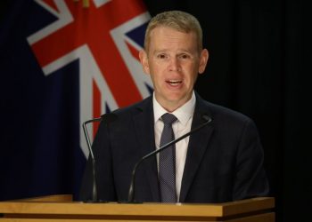 New Zealand’s new Prime Minister Chris Hipkins speaks at his first press conference at Parliament in Wellington on January 22, 2023. (Photo by Marty MELVILLE / AFP)