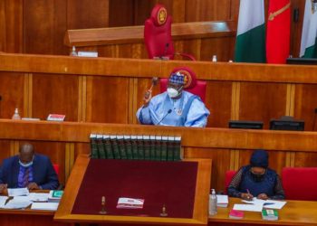 Nigeria Senate President Ahmad Lawan. Photo/facebook/TopeBrown/NigerianSenate