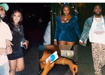 “Baby on the way?” – Reactions as Davido’s partner, Chioma is spotted checking menstrual cycle tracking app in viral video (Watch)