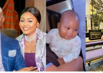 “His father’s carbon copy” – Reactions as Regina Daniels shares clearer view of second son, Khalifa (Video)