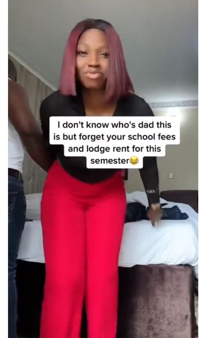 Lady shows off ‘sugar daddy’, tells his children to forget about their school fees (Video)