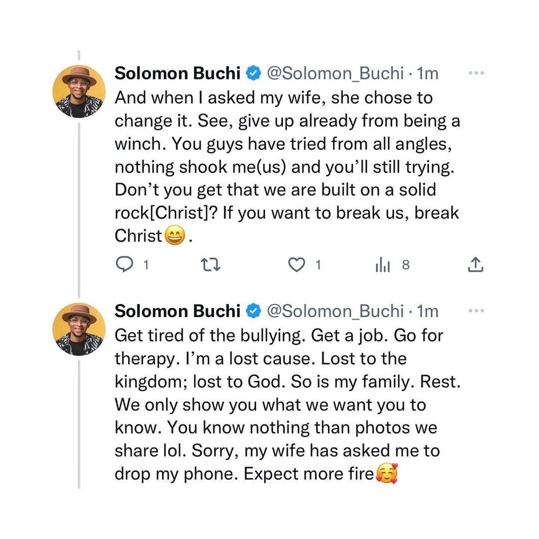 “There’s nothing embarrassing about a man crying, you are the one with the problem” – Solomon Buchi slams trolls that were disappointed he cried on his wedding day