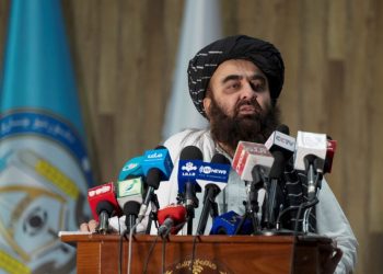 Minister of Foreign Affairs of Afghanistan, Amir Khan Muttaqi speaks during an inauguration ceremony of a 5000 bed rehabilitation camp for drug addicts, at the interior ministry in Kabul on February 1, 2023. (Photo by Wakil KOHSAR / AFP)