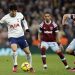 West Ham United’s Czech midfielder Tomas Soucek (R) vies with Tottenham Hotspur’s South Korean striker Son Heung-Min during the English Premier League football match between Tottenham Hotspur and West Ham United at Tottenham Hotspur Stadium in London, on February 19, 2023. (Photo by Ian Kington / AFP) /