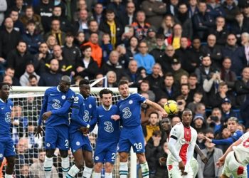 James Ward-Prowse curling a free-kick past Chelsea’s wall.