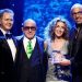 (L-R) Honoree Craig Kallman, Clive Davis, Honoree Julie Greenwald, and CEO of The Recording Academy Harvey Mason jr. speak onstage during the Pre-GRAMMY Gala & GRAMMY Salute to Industry Icons Honoring Julie Greenwald and Craig Kallman on February 04, 2023 in Los Angeles, California. Emma McIntyre/Getty Images for The Recording Academy/AFP (Photo by Emma McIntyre / GETTY IMAGES NORTH AMERICA / Getty Images via AFP)