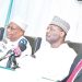 National Commissioners of Independent National Electoral Commission (INEC), Mrs. May Agbamuche-Mbu (left); Dr. Sam Oyemekun; Chairman, Prof. Mahmood Yakubu and National Commissioner, Festus Okoye, during Yakubu’s briefing of accredited local and international observers on preparedness for this weekend’s presidential election in Abuja…yesterday. PHOTO: LUCY LADIDI ATEKO