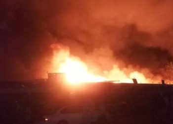 Maiduguri Central Market on fire