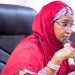 Hajiya Sadiya Umar Farouq, Minister of Humanitarian Affairs, Disaster Management and Social Development during the Media Conference in Abuja on Friday