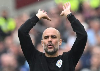 Manchester City’s Spanish manager Pep Guardiola . (Photo by JUSTIN TALLIS / AFP)