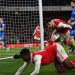 Arsenal’s Brazilian midfielder Gabriel Martinelli celebrates scoring the team’s fourth goal during the English Premier League football match between Arsenal and Everton at the Emirates Stadium in London on March 1, 2023. (Photo by Glyn KIRK / AFP)