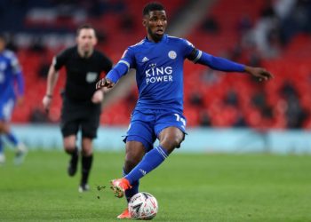 Leicester City’s Nigerian striker Kelechi Iheanacho looks to play a pass during the English FA Cup. (Photo by Richard Heathcote / POOL / AFP) / NOT FOR MARKETING OR ADVERTISING USE / RESTRICTED TO EDITORIAL USE