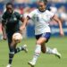 Super Falcons’ Tony Payne (left) tries to stop USWNT’s Sophia Smith during their first friendly game in Kansas City, U.S. Both teams will go at it again in Washington DC… today. PHOTO: SOCCERWIRE.COM