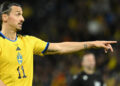 Sweden’s forward Zlatan Ibrahimovic reacts after the UEFA Euro 2024 group F qualification football match Sweden v Belgium at the Friends Arena in Solna, outside Stockholm, on March 24, 2023. (Photo by Jonathan NACKSTRAND / AFP)