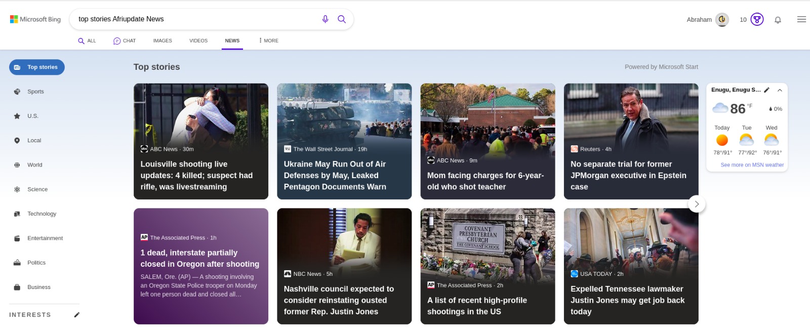 Bing News Top Stories