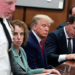 Former US president Donald Trump appears in court at the Manhattan Criminal Court in New York on April 4, 2023. (Photo by Seth WENIG / POOL / AFP)