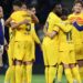 Barcelona’s players celebrate winning their 27th Spanish league championship after the Spanish league football match between RCD Espanyol and FC Barcelona at†the RCDE Stadium in Cornella de Llobregat on May 14, 2023. – Barcelona won Spain’s La Liga for the first time since 2019 by thrashing Espanyol 4-2 today, wrestling the title from rivals Real Madrid. The Catalan giants clinched their 27th Spanish championship with an emphatic derby victory, with Robert Lewandowski scoring twice, alongside Alejandro Balde and Jules Kounde’s goals. (Photo by Lluis GENE / AFP)