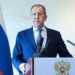 Russian Foreign Minister Sergei Lavrov meets with the media in Nairobi on May 29, 2023. (Photo by Handout / RUSSIAN FOREIGN MINISTRY / AFP)