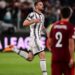 Juventus’ Italian defender Federico Gatti celebrates after scoring an equalizer during the UEFA Europa League semi-final first leg football match between Juventus and Sevilla on May 11, 2023 at the Juventus stadium in Turin. (Photo by Marco BERTORELLO / AFP)