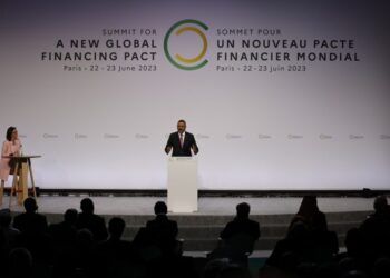 President of Niger, Mohamed Bazoum delivers a speech during the opening session of the New Global Financial Pact Summit at the Palais Brongniart in Paris on June 22, 2023. (Photo by Ludovic MARIN / POOL / AFP)