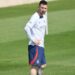 Paris Saint-Germain’s Argentinian forward Lionel Messi looks on during a training session at club’s training ground in Saint-Germain-en-Laye, west of Paris on June 1, 2023, two days prior to the L1 football match against Clermont. (Photo by FRANCK FIFE / AFP)