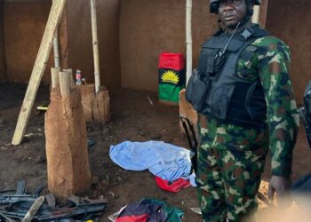 An operative in of the captured IPOB/ESN dens in Delta.