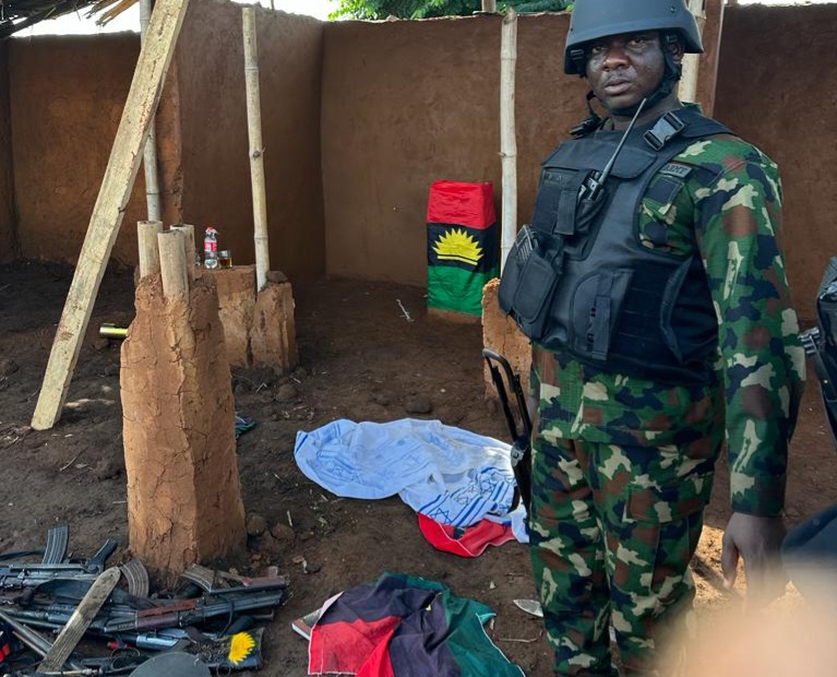 An operative in of the captured IPOB/ESN dens in Delta.