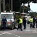 Police officers cordon off an area near the site of a shooting in central Auckland on July 20, 2023. – New Zealand Prime Minister Chris Hipkins said a shooting that killed two people in central Auckland hours before the women’s football World Cup opener July 20, 2023 was not linked to a national security threat and the tournament will go ahead as planned. (Photo by Saeed KHAN / AFP)