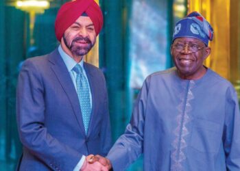 President Bola Ahmed Tinubu with World Bank President, Mr Ajay Banga when Banga led the bank delegates on a courtesy visit to the Presidential Villa, Abuja…yesterday