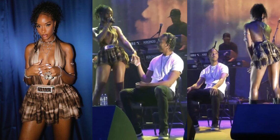 “Imagination wan wound this one” – Netizens react to fan’s mesmerized reaction after Ayra Starr invited him on stage (video)