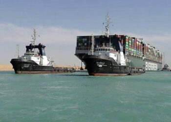 (Photo by – / SUEZ CANAL AUTHORITY / AFP)