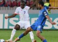 Belgium’s forward Jeremy Doku (L) and Azerbaijan’s defender Rahil Mammadov (R) fight for the ball during the UEFA Euro 2024 qualifying first round group F football match between Azerbaijan and Belgium in Baku on September 9, 2023. (Photo by TOFIK BABAYEV / AFP)