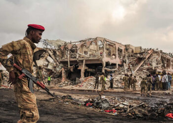 A truck bomb exploded at a checkpoint in the central Somali town of Beledweyne on Saturday, killing at least 10 people and obliterating nearby buildings, a police officer said. (AFP/File)