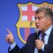 Barcelona’s President Joan Laporta addresses a press conference at the Camp Nou stadium in Barcelona on April 17, 2023. – Barcelona have never “done anything” to “obtain some type of sporting advantage,” the club’s president Joan Laporta said amid investigations into payments made to a former refereeing chief. Laporta told that the allegations of wrongdoing were part of a “smear campaign” against the Catalan side who are currently top of La Liga. (Photo by LLUIS GENE / AFP)