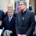 Grand Rabbi of France Haim Korsia (2ndL), flanked by Rector of the Great Mosque of Paris, Chems-eddine Hafiz (L), Archbishop of Reims and President of the Conference des Eveques de France (CEF – Bishops’ Conference of France) Eric de Moulins-Beaufort (C), President of the Protestant Federation of France (FPF) Christian Krieger (R), addresses media during a press conference after a meeting between France’s President and France’s religious representatives at the presidential Elysee Palace in Paris on November 13, 2023, one day after the anti-Semitism protests in France and after having himself appealed for national unity in a letter to the French. – Thousands of civilians, both Palestinians and Israelis, have died since October 7, 2023, after Palestinian Hamas militants based in the Gaza Strip entered southern Israel in an unprecedented attack triggering a war declared by Israel on Hamas with retaliatory bombings on Gaza. (Photo by Ludovic MARIN / AFP)