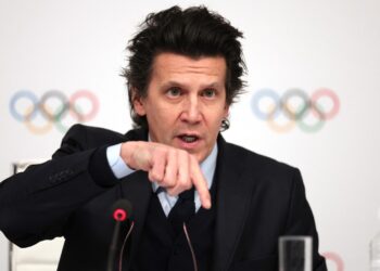 Olympic Games Executive Director Christophe Dubi gestures during a press conference after an International Olympic Committee (IOC) Executive Board committee meeting in Paris, on November 29, 2023. – The International Olympic Committee on November 29 confirmed the French Alps and Salt Lake City as the sole candidates to host the 2030 and 2034 Winter Games. France, which welcomes the Summer Olympics in 2024, has hosted the Winter Games three times: Chamonix in 1924, Grenoble in 1968 and Albertville in 1992. (Photo by FRANCK FIFE / AFP)