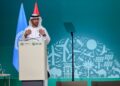 COP28 president Sultan Ahmed Al Jaber sepaks during the opening ceremony of the COP28 United Nations climate summit in Dubai on November 30, 2023. – The UN climate conference opened in Dubai on November 30 with nations under pressure to increase the urgency of action on global warming and wean off fossil fuels, amid intense scrutiny of oil-rich hosts UAE. (Photo by Giuseppe CACACE / AFP)