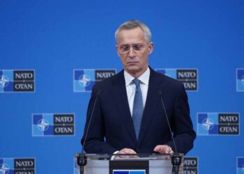 NATO Secretary General Jens Stoltenberg gives a press conference before the organisation’s foreign ministers meeting at the NATO headquarters in Brussels, on November 27, 2023. (Photo by SIMON WOHLFAHRT / AFP)