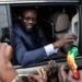 (FILES) Ousmane Sonko(C), President of the opposition party Senegalese Patriots for Work, Ethics and Brotherhood (PASTEF), waves good bye to his supporters at the HLM basic school in Ziguinchor on July 3, 2022. – The West African ECOWAS court said on November 17, 2023 that Senegal did not violate jailed opposition figure Ousmane Sonko’s rights, dealing a blow to his chances of running in the 2024 presidential election. (Photo by MUHAMADOU BITTAYE / AFP)