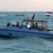 Yemeni coastguard members loyal to the internationally-recognised government ride in a patrol boat in the Red Sea off of the government-held town of Mokha in the western Taiz province, close to the strategic Bab al-Mandab Strait, on December 12, 2023. (Photo by Khaled ZIAD / AFP)