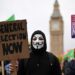 (FILES) Demonstrators with placards calling for a General Election march near the Houses of Parliament in central London, during a a national demonstration on November 5, 2022, calling for a General Election. – British Prime Minister Rishi Sunak is expected to call a general election at some point in 2024 but exactly when is becoming a source of increasingly fevered speculation among political observers. The maximum term of a UK parliament is five years. The last nationwide vote took place on December 12, 2019. The next election has to happen by January 28, 2025, five years since the current parliament first met and after allowing time for campaigning. (Photo by JUSTIN TALLIS / AFP)