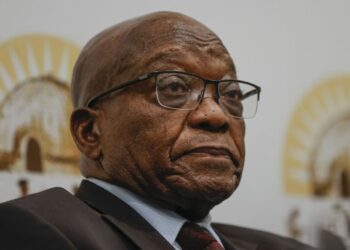 (FILES) Former South African President Jacob Zuma speaks during a press conference at The Maslow Hotel in Sandton, Johannesburg commercial. (Photo by Phill Magakoe / AFP)