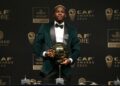 Victor Osimhen of Nigeria receives the Men’s Player of the Year award during the 2023 Confederation of African Football (CAF) Awards in Marrakesh on December 11, 2023. (Photo by AFP)