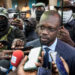 (FILES) Ousmane Sonko (C), President of the opposition party Senegalese Patriots for Work, Ethics and Brotherhood (PASTEF), gives a press statement at the HLM basic school in Ziguinchor on July 3, 2022. - Senegal's Supreme Court on January 4, 2024 upheld a six-month suspended sentence handed to jailed opposition leader Ousmane Sonko for defamation, a state lawyer said, a decision widely seen as jeopardising his chances of running for president. (Photo by MUHAMADOU BITTAYE / AFP)