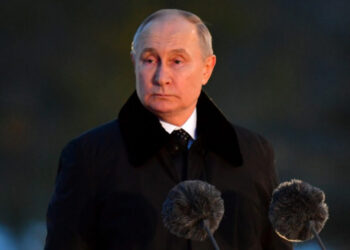 Russia’s President Vladimir Putin delivers a speech during the opening ceremony of a monument to civilians killed during World War Two, near the village of Zaitsevo, Leningrad region, on January 27, 2024, as part of events marking the 80th anniversary of the liberation of Leningrad from Nazi blockade during WWII. (Photo by Olga MALTSEVA / POOL / AFP)