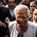 Bangladeshi Nobel peace laureate Muhammad Yunus (C) appears in a court in Dhaka on January 1, 2024. – Yunus was facing six months in jail with a court set to rule on January 1 on a labour law case decried by his supporters as politically motivated. (Photo by Munir uz zaman / AFP)