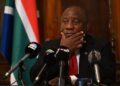 South Africa’s President Cyril Ramaphosa speaks during a press conference in central London on November 24, 2022. (Photo by JUSTIN TALLIS / AFP)